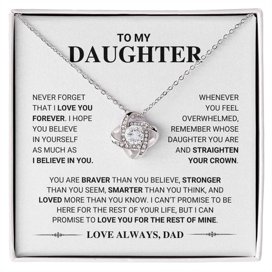Daughter Gift "Never Forget" Love Knot Necklace From Dad