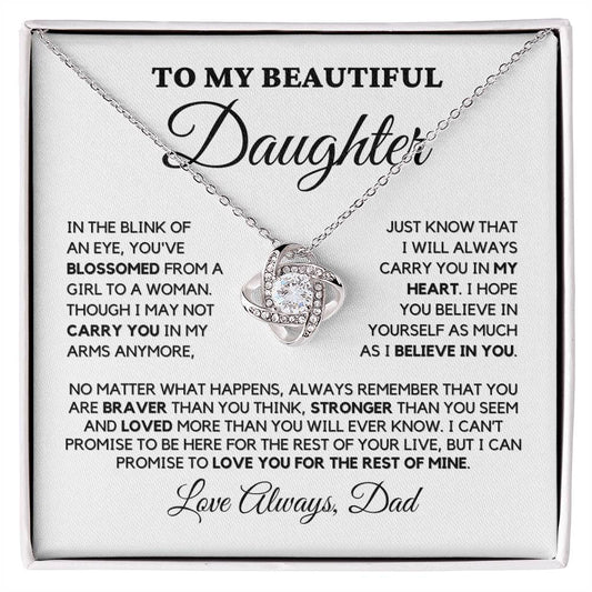 Beautiful Gift for Daughter From Dad "Loved More Than You Know" Necklace