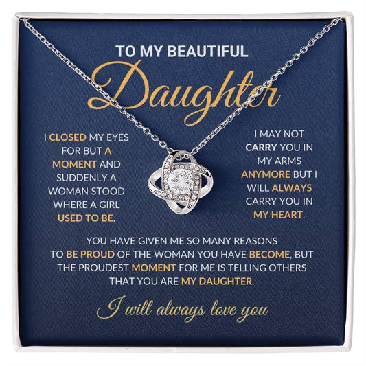 To My Beautiful Daughter - Love Knot Necklace