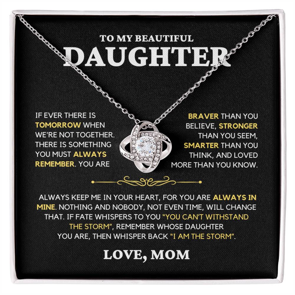 Daughter Gift "Always Remember" Love Knot Necklace From Mom