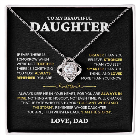 Daughter Gift "Always Remember" Love Knot Necklace From Dad