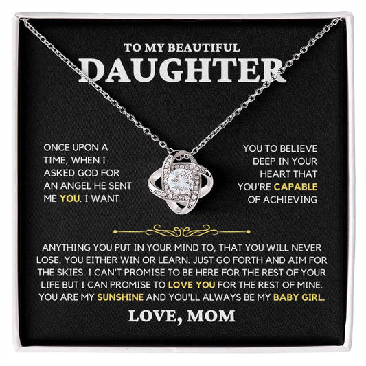 Daughter Gift "My Baby Girl" Love Knot Necklace From Mom