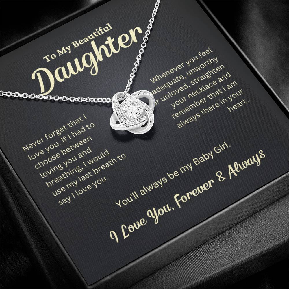 Daughter Gift "My Baby Girl" Love Knot Necklace