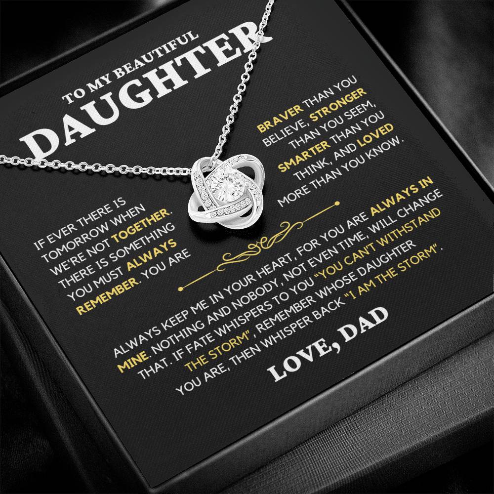 Daughter Gift "Always Remember" Love Knot Necklace From Dad