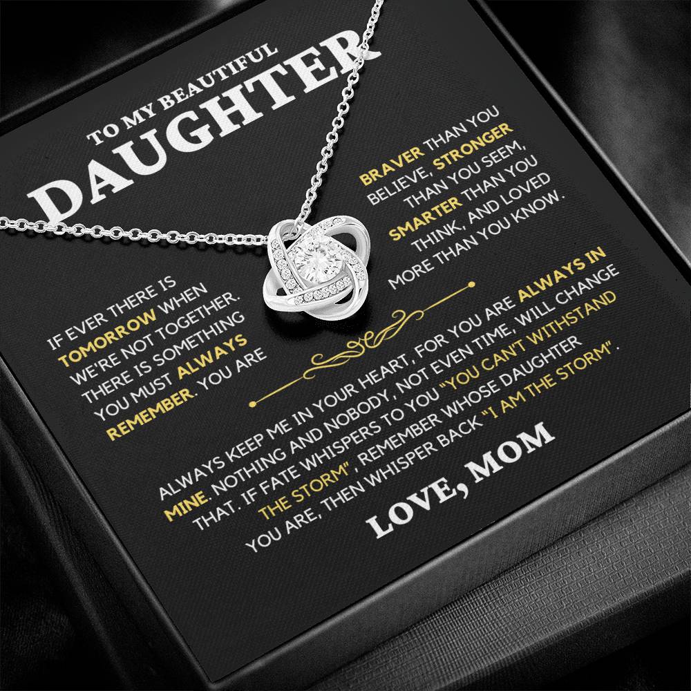 Daughter Gift "Always Remember" Love Knot Necklace From Mom