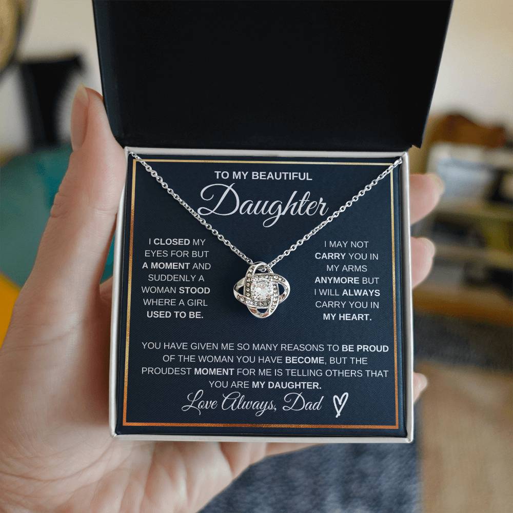 Daughter Gift "You Are My Daughter" Love Knot Necklace From Dad