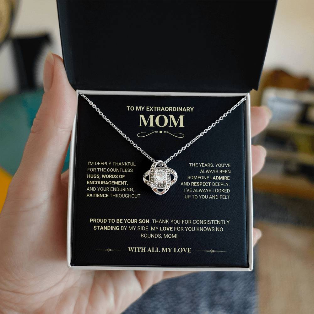 Mom Gift "Knows No Bounds" Love Knot Necklace