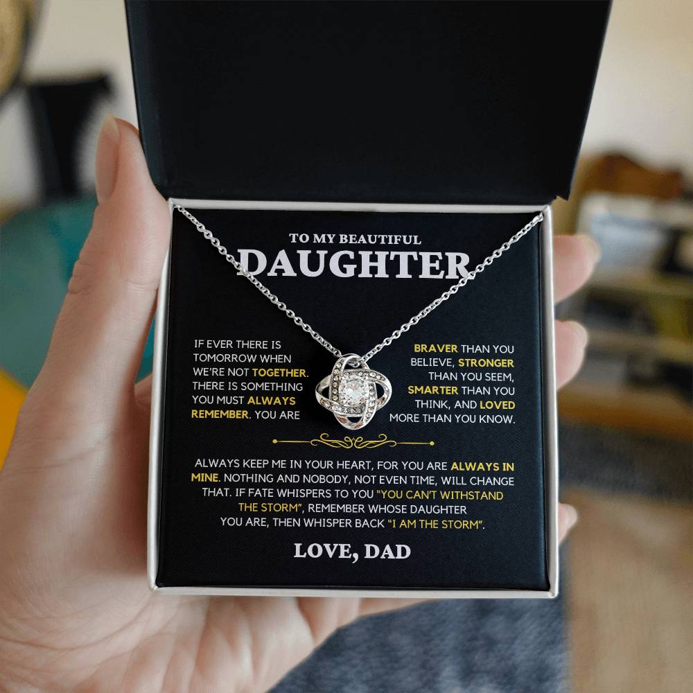 Daughter Gift "Always Remember" Love Knot Necklace From Dad