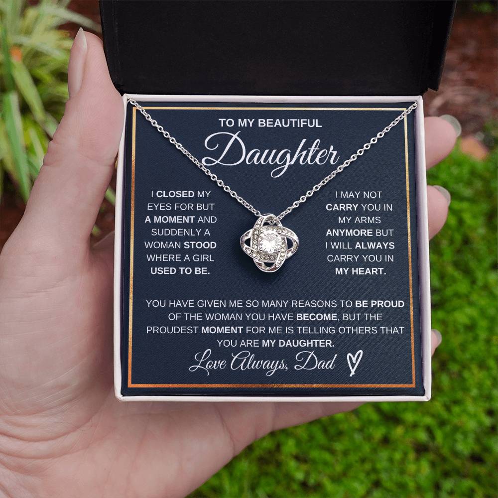 Daughter Gift "You Are My Daughter" Love Knot Necklace From Dad