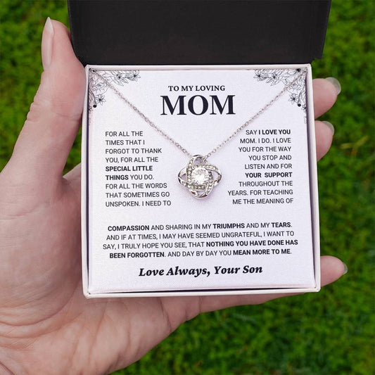 Mom "You Mean More" Knot Necklace Gift From Son