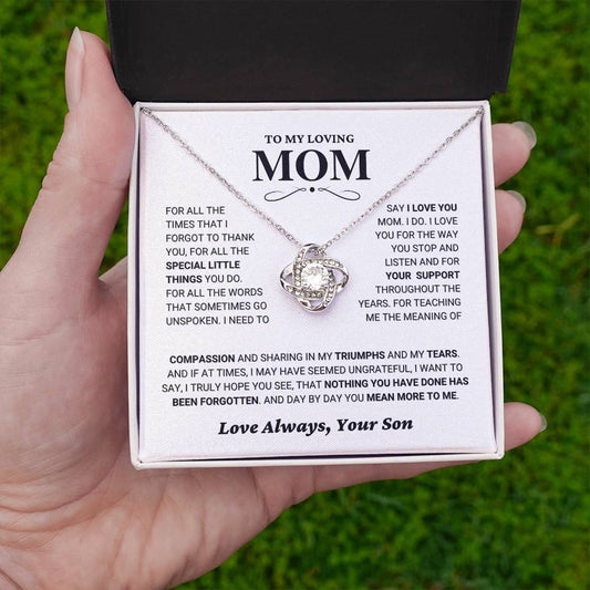 Mom "You Mean More" Knot Necklace Gift From Son