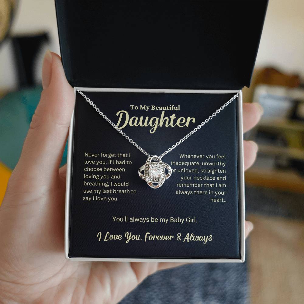 Daughter Gift "My Baby Girl" Love Knot Necklace