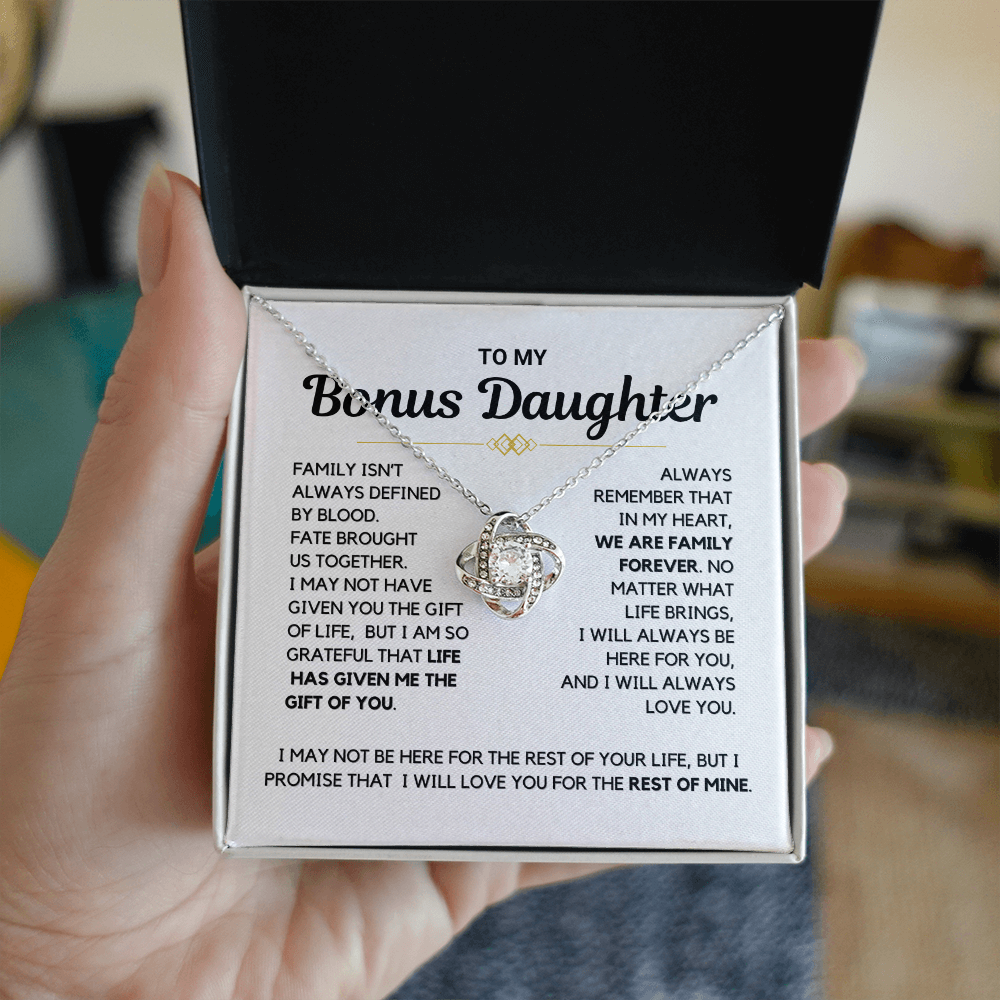 Bonus Daughter - "Family Forever" Love Knot Necklace Gift Set