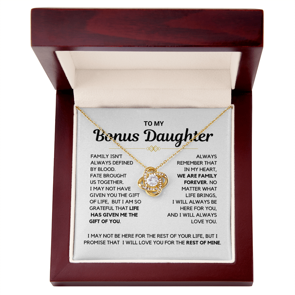 Bonus Daughter - "Family Forever" Love Knot Necklace Gift Set