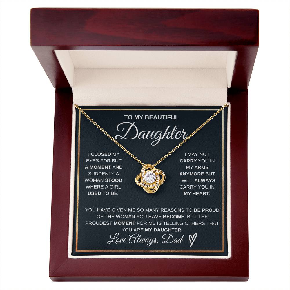 Daughter Gift "You Are My Daughter" Love Knot Necklace From Dad