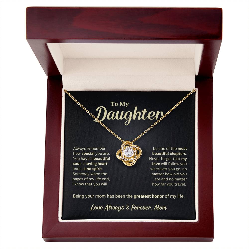 Daughter Gift "The Greatest Honor" Love Knot Necklace From Mom