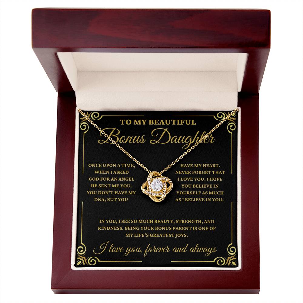 To My Beautiful Bonus Daughter - Love Knot Necklace