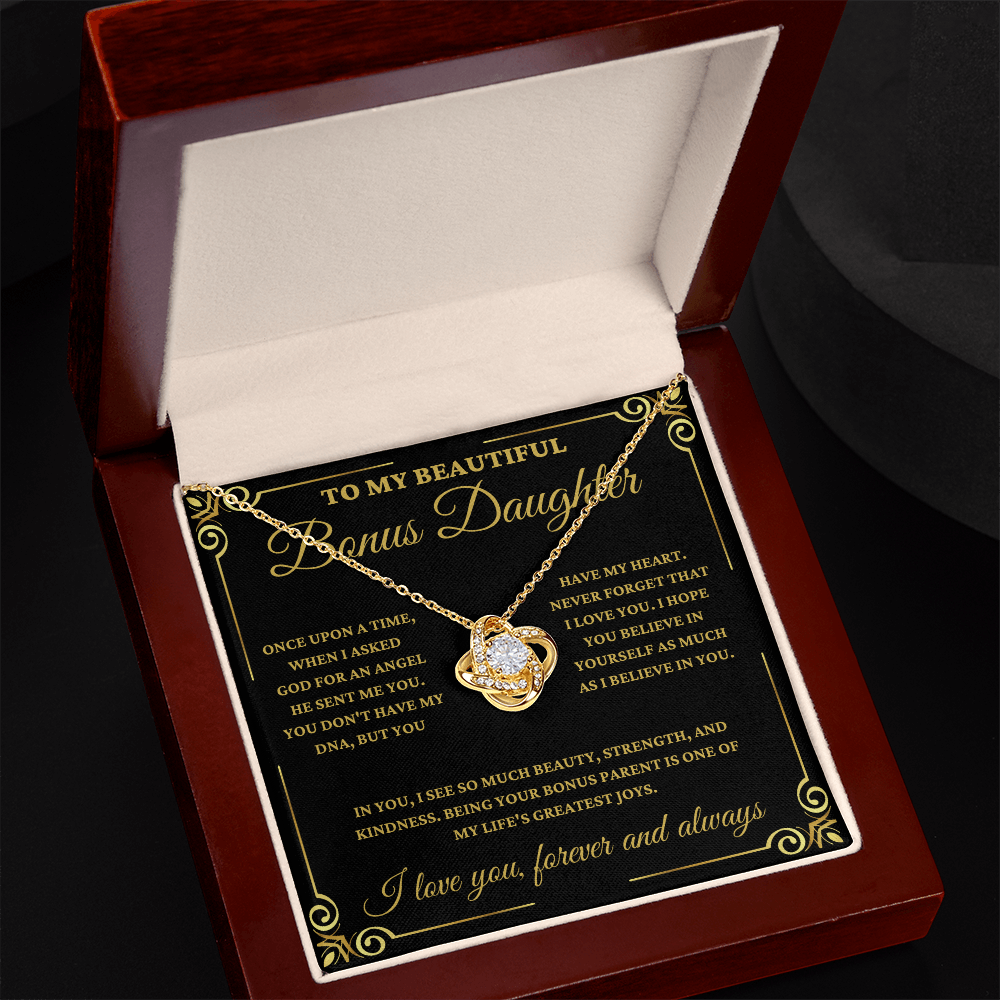 To My Beautiful Bonus Daughter - Love Knot Necklace