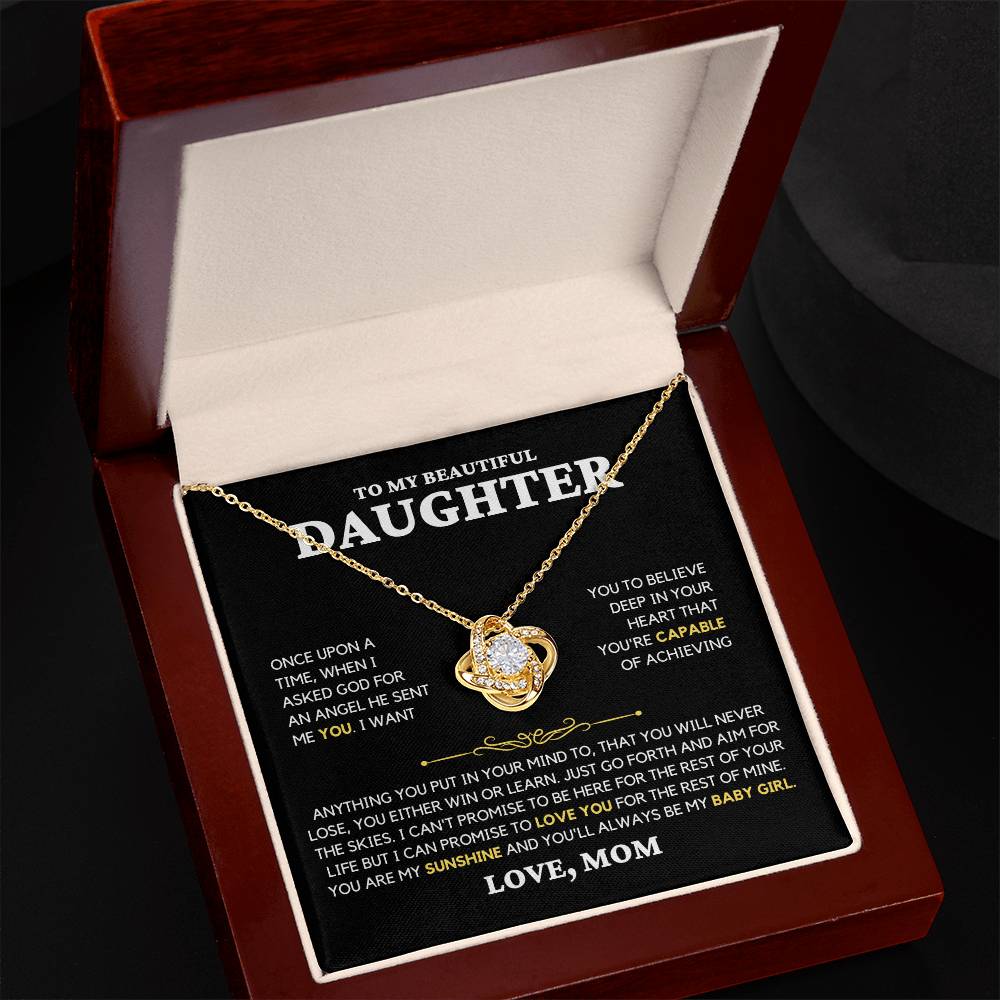 Daughter Gift "My Baby Girl" Love Knot Necklace From Mom