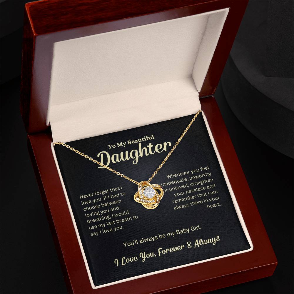 Daughter Gift "My Baby Girl" Love Knot Necklace