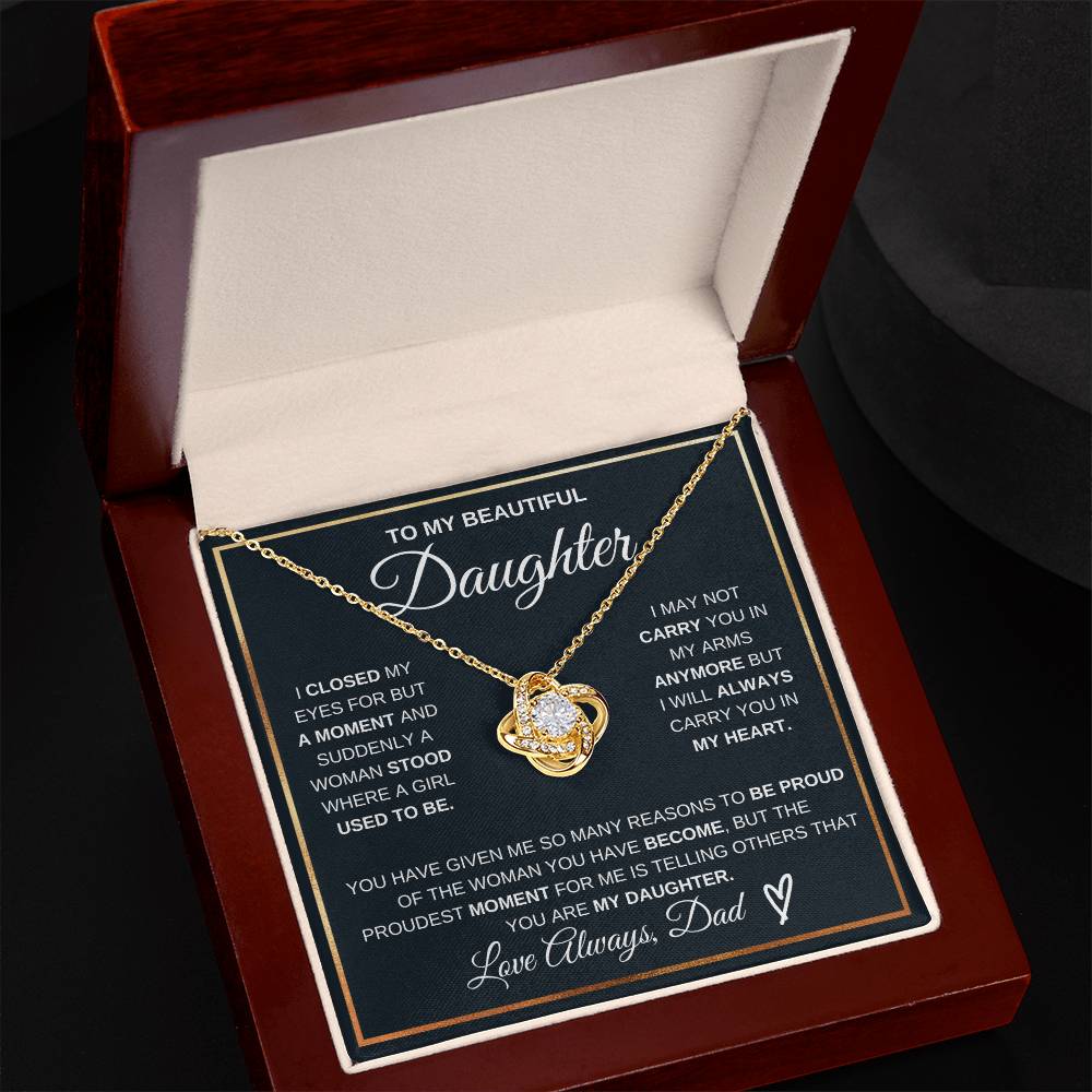 Daughter Gift "You Are My Daughter" Love Knot Necklace From Dad