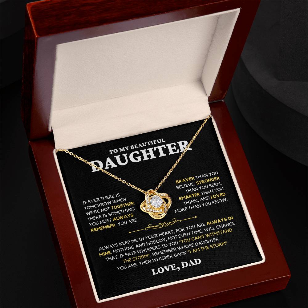 Daughter Gift "Always Remember" Love Knot Necklace From Dad