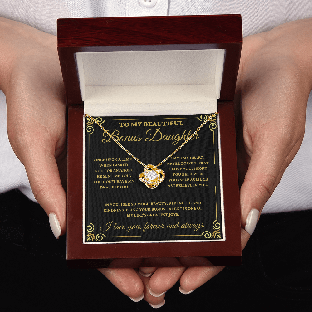 To My Beautiful Bonus Daughter - Love Knot Necklace