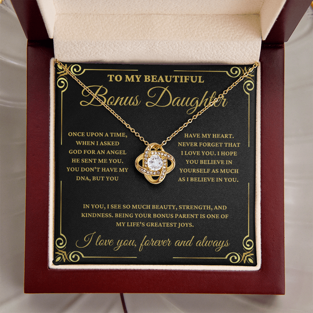To My Beautiful Bonus Daughter - Love Knot Necklace