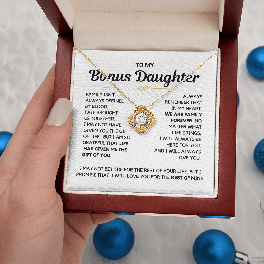 Bonus Daughter - "Family Forever" Love Knot Necklace Gift Set