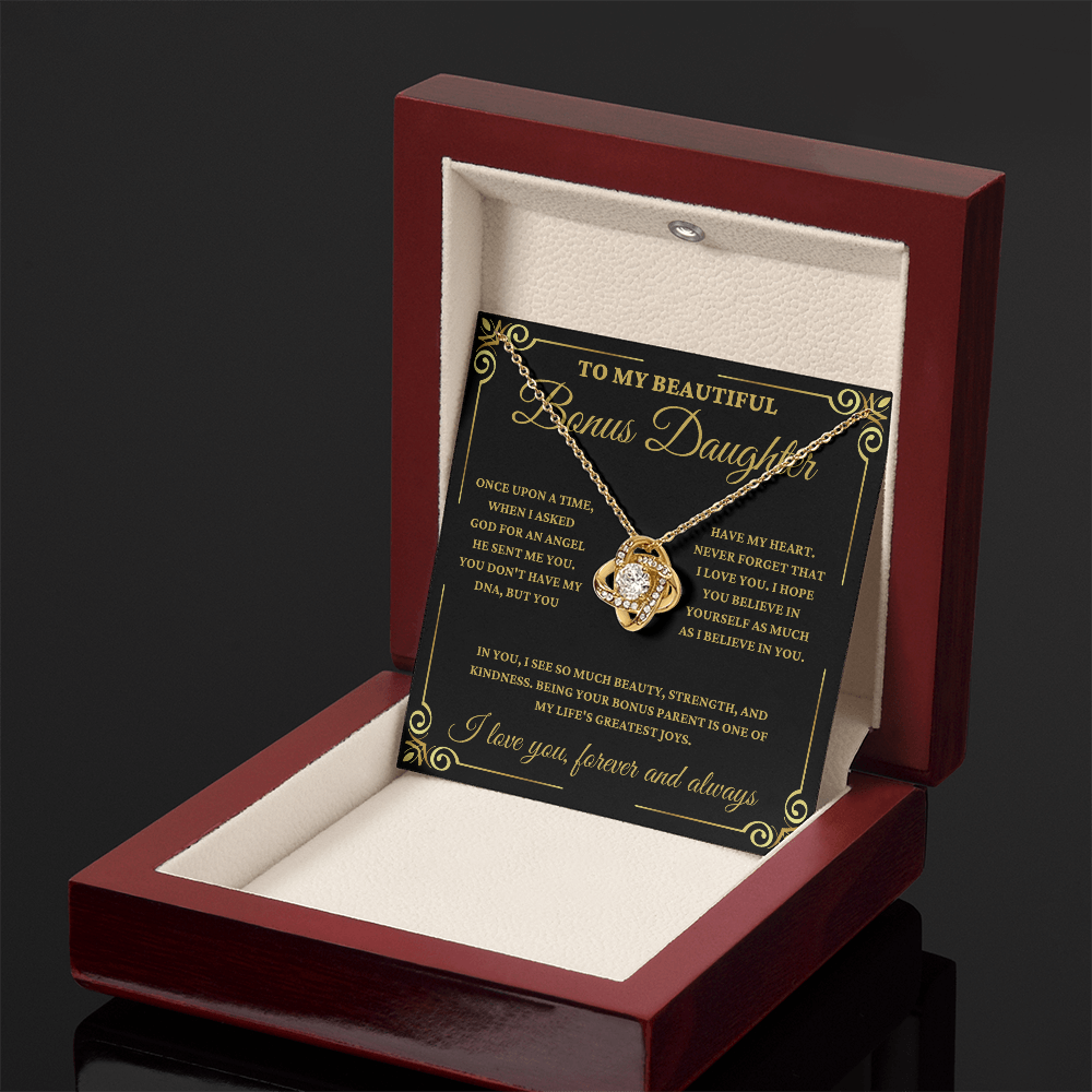 To My Beautiful Bonus Daughter - Love Knot Necklace