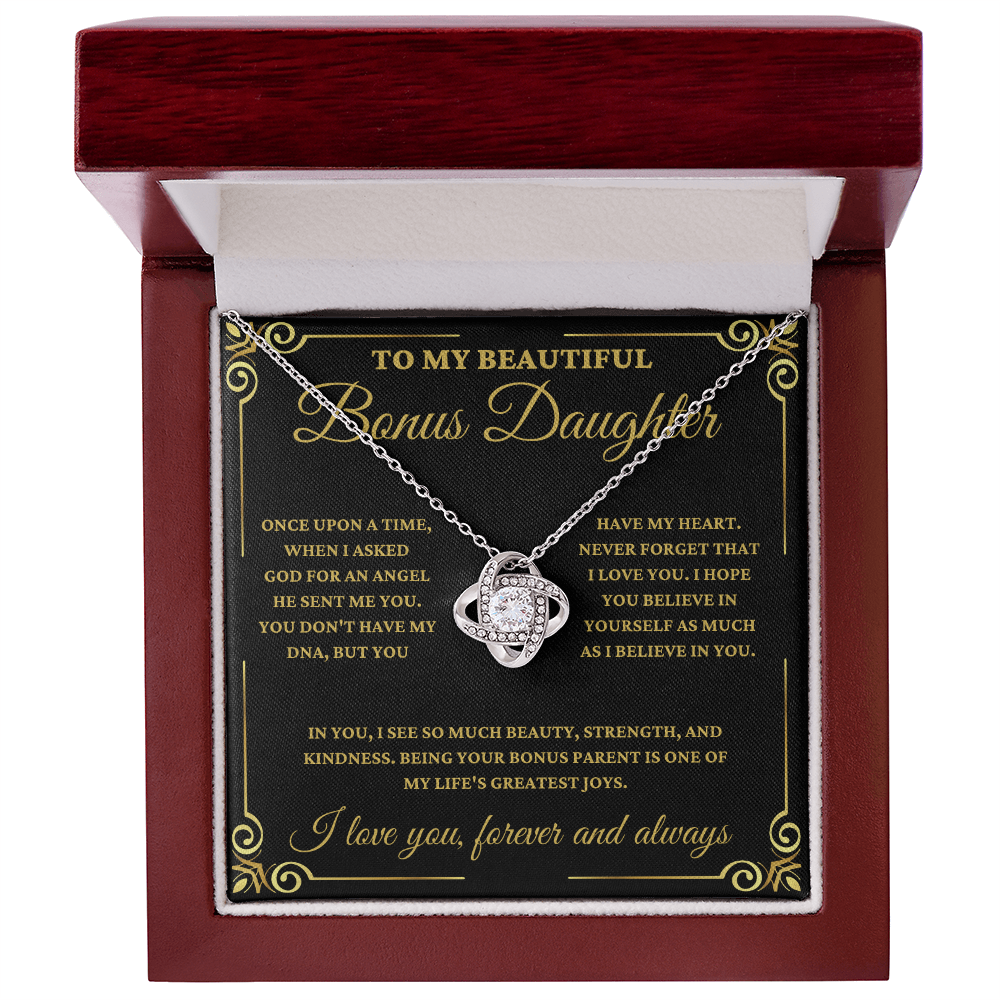 To My Beautiful Bonus Daughter - Love Knot Necklace