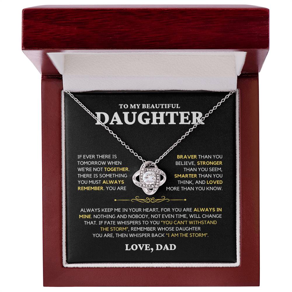 Daughter Gift "Always Remember" Love Knot Necklace From Dad