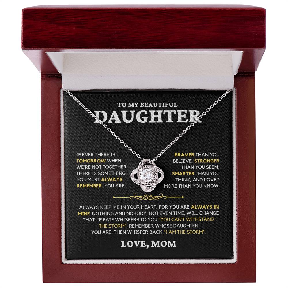 Daughter Gift "Always Remember" Love Knot Necklace From Mom