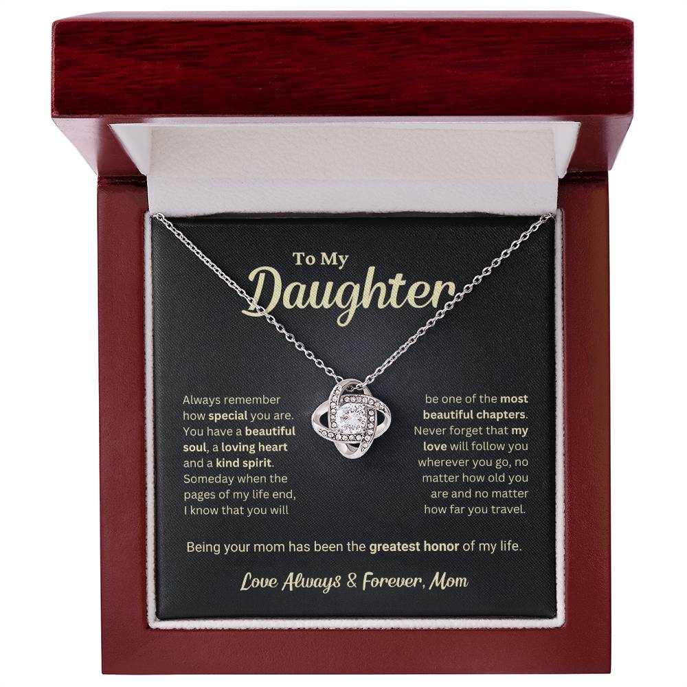 Daughter Gift "The Greatest Honor" Love Knot Necklace From Mom