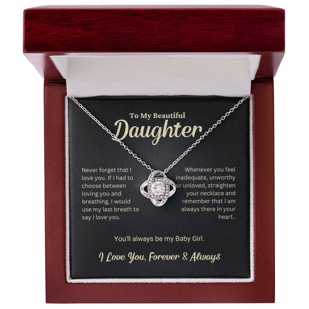 Daughter Gift "My Baby Girl" Love Knot Necklace