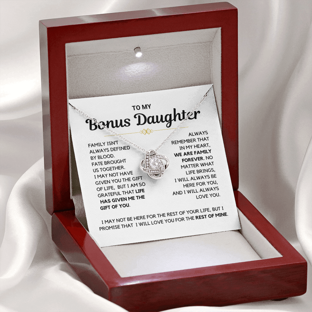 Bonus Daughter - "Family Forever" Love Knot Necklace Gift Set