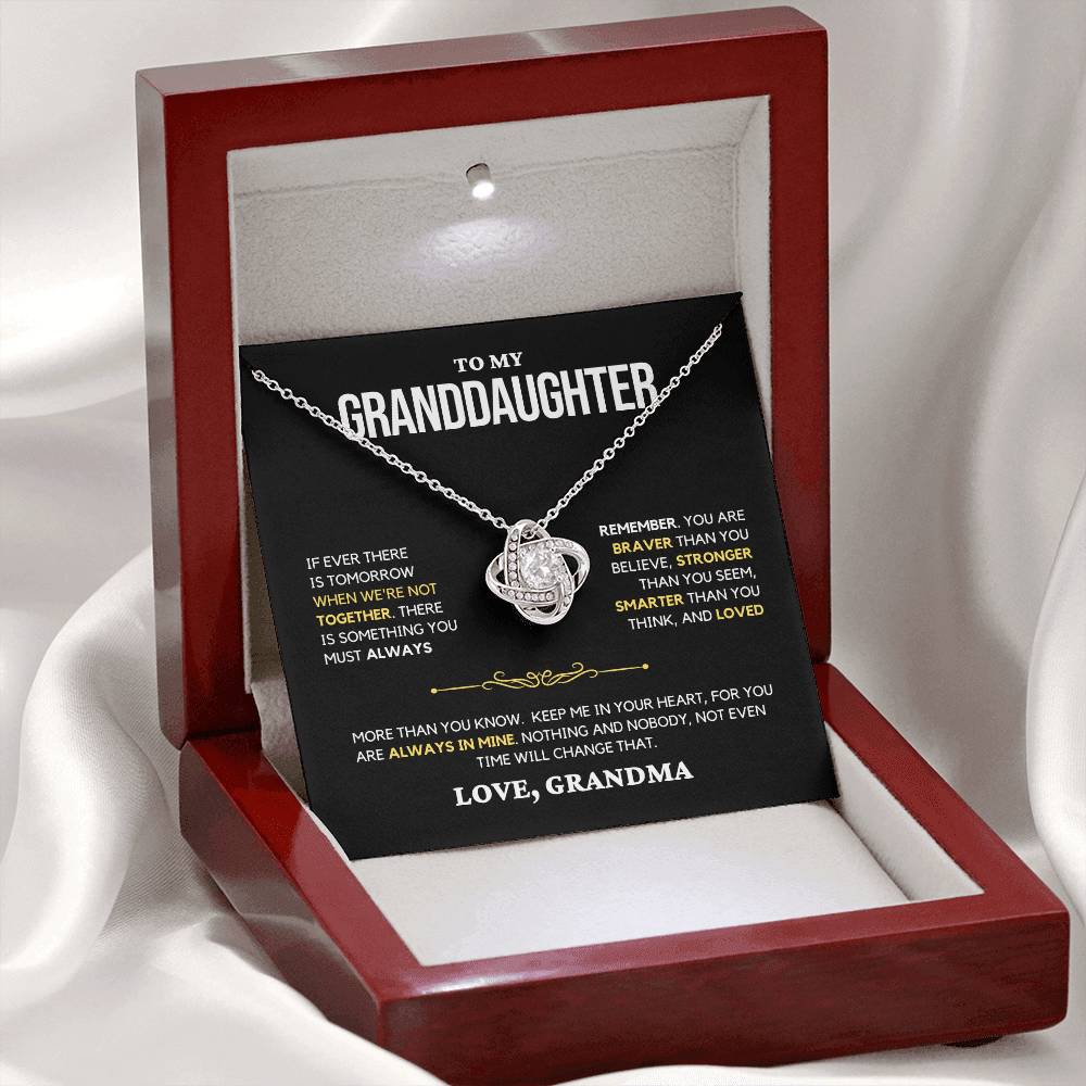 Granddaughter Gift "Always Remember" Love Knot Necklace From Grandma