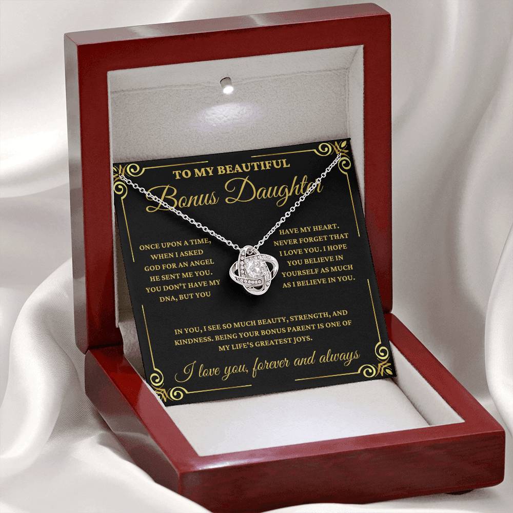 To My Beautiful Bonus Daughter - Love Knot Necklace