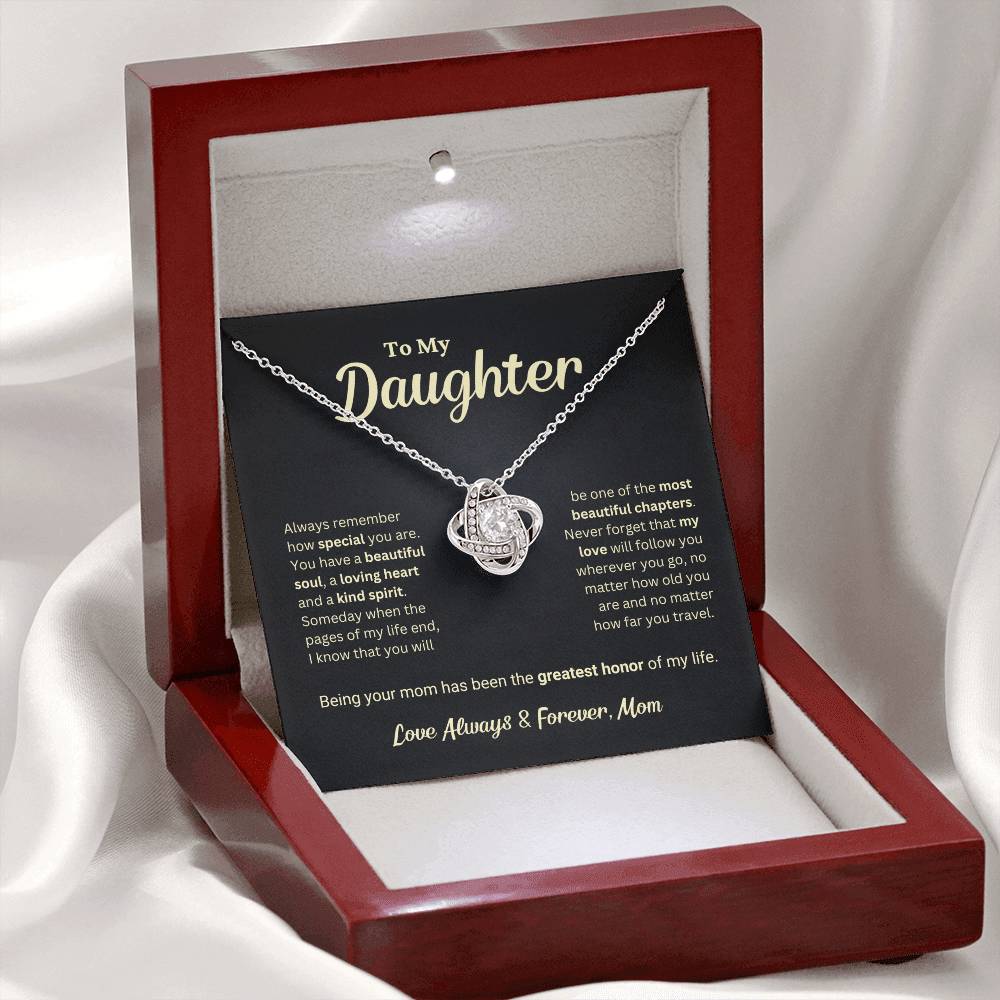 Daughter Gift "The Greatest Honor" Love Knot Necklace From Mom