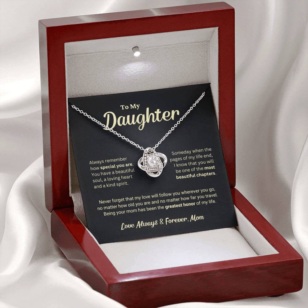 Daughter Gift "The Greatest Honor" Love Knot Necklace From Mom