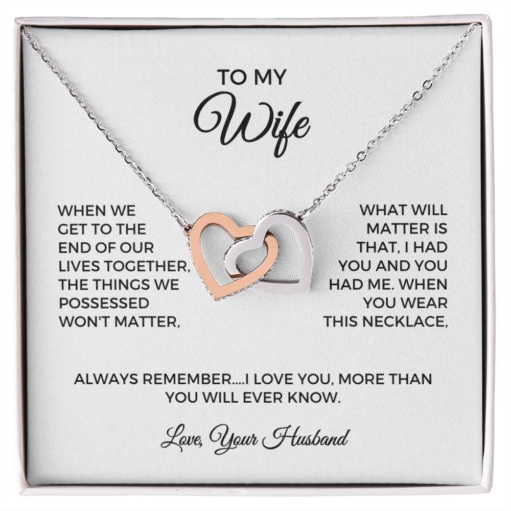 To My Wife - Interlocking Hearts Necklace