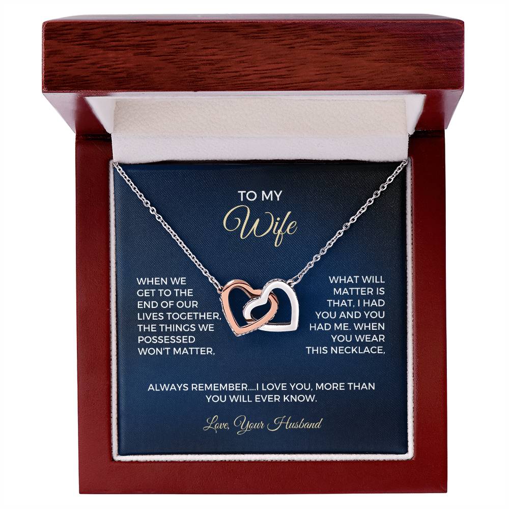 To My Wife - Interlocking Hearts Necklace