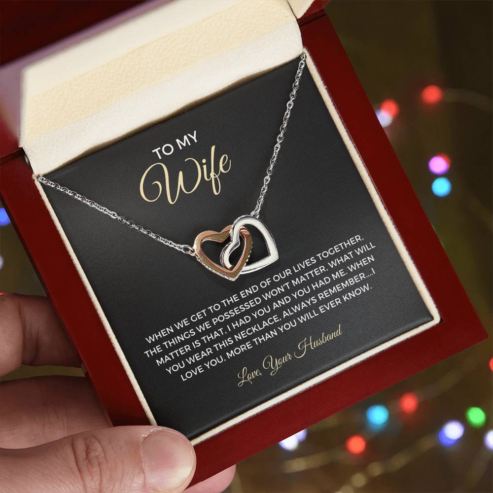 To My Wife - Interlocking Hearts Necklace