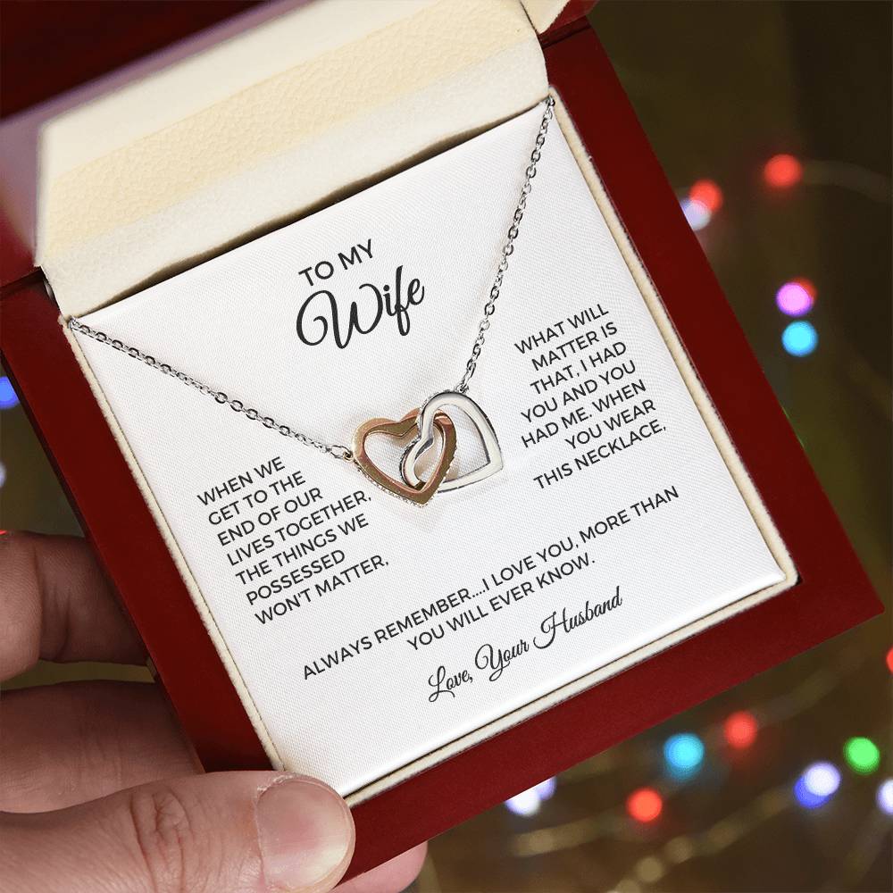 To My Wife - Interlocking Hearts Necklace