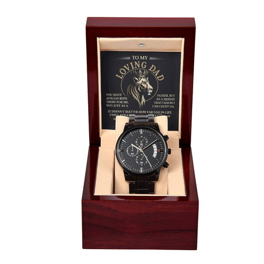 Dad - Always Be My King - Black Chronograph Watch