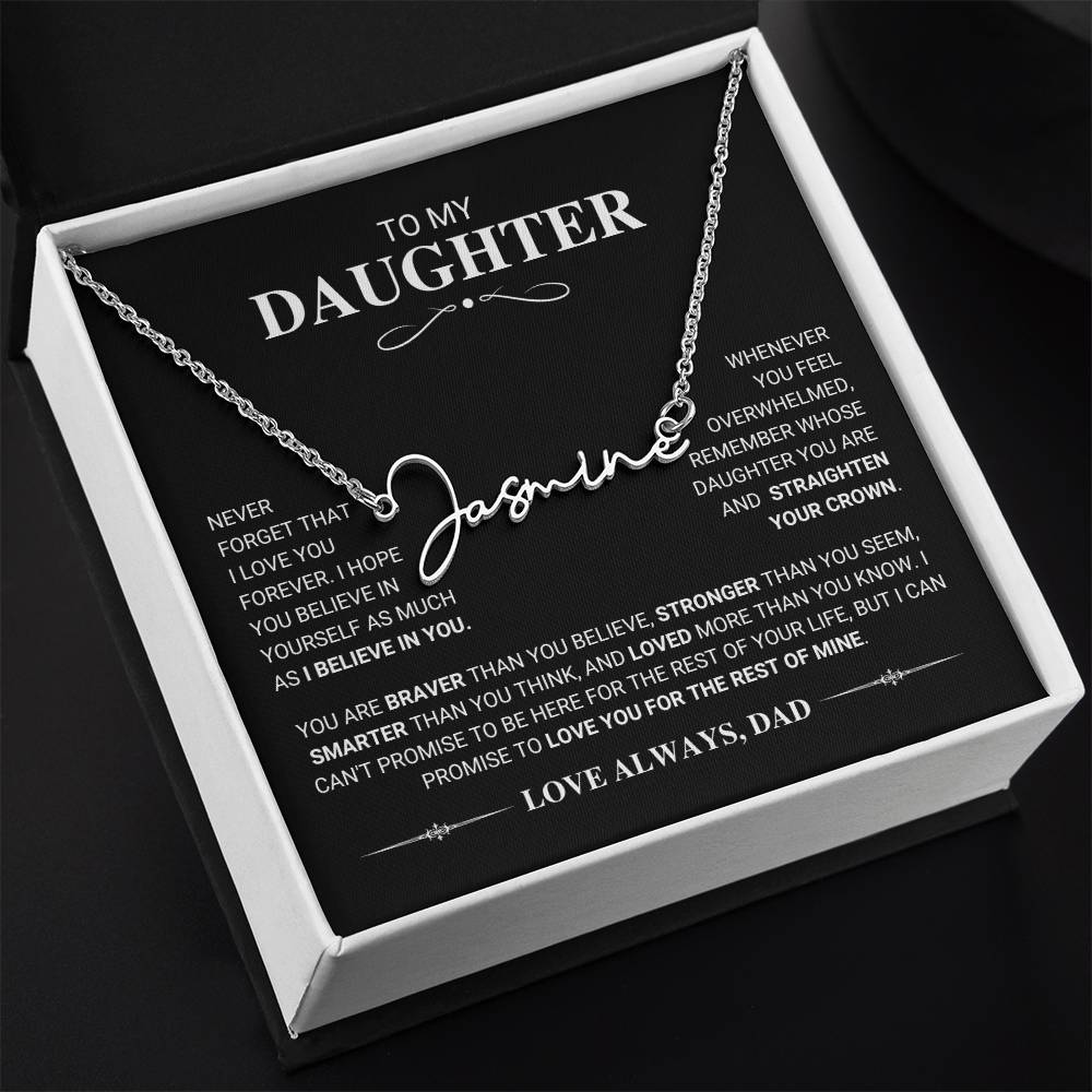 Daughter "I Believe In You" Name Necklace Gift From Dad