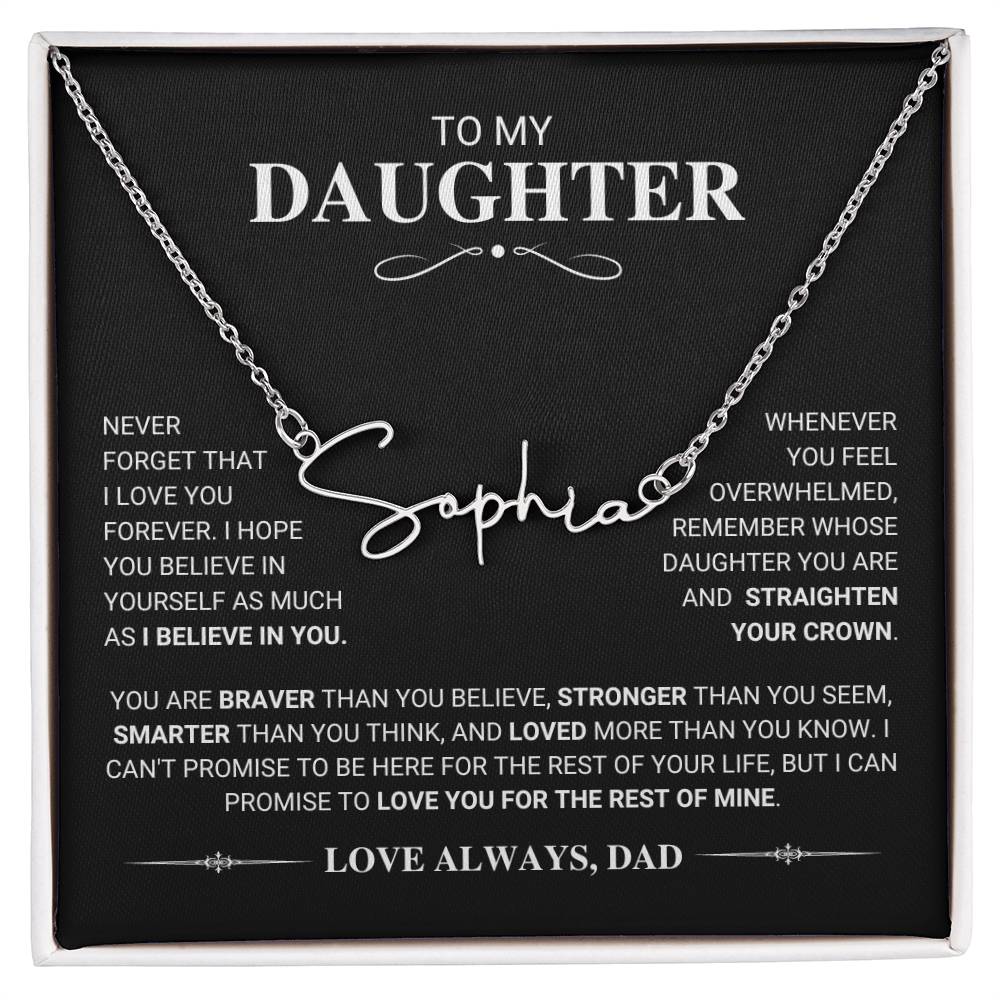 Daughter "I Believe In You" Name Necklace Gift From Dad