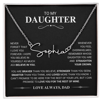 Daughter "I Believe In You" Name Necklace Gift From Dad