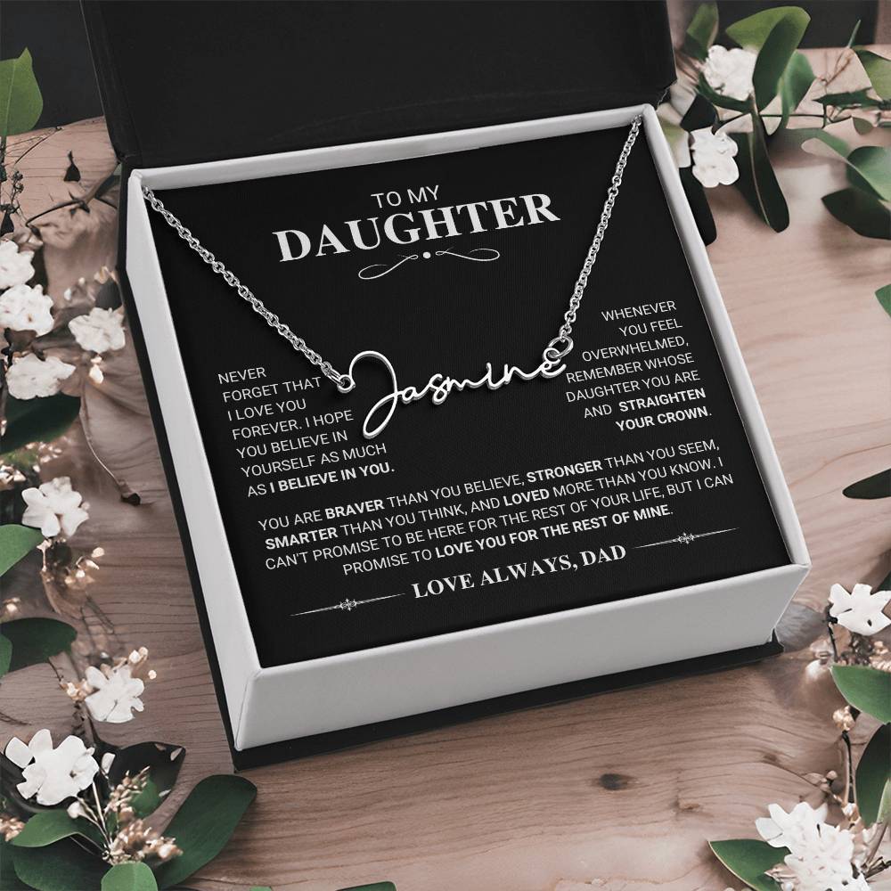 Daughter "I Believe In You" Name Necklace Gift From Dad