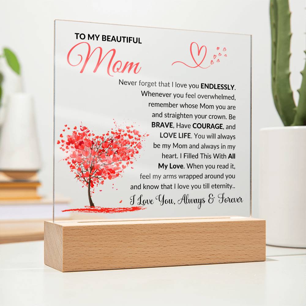 Mom Gift "Always In My Heart" Acrylic Plaque